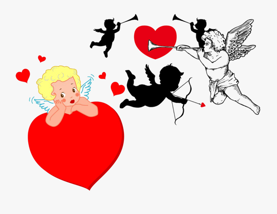 Cupid And Psyche Silhouette Clip Art - Cupid Vector, Transparent Clipart
