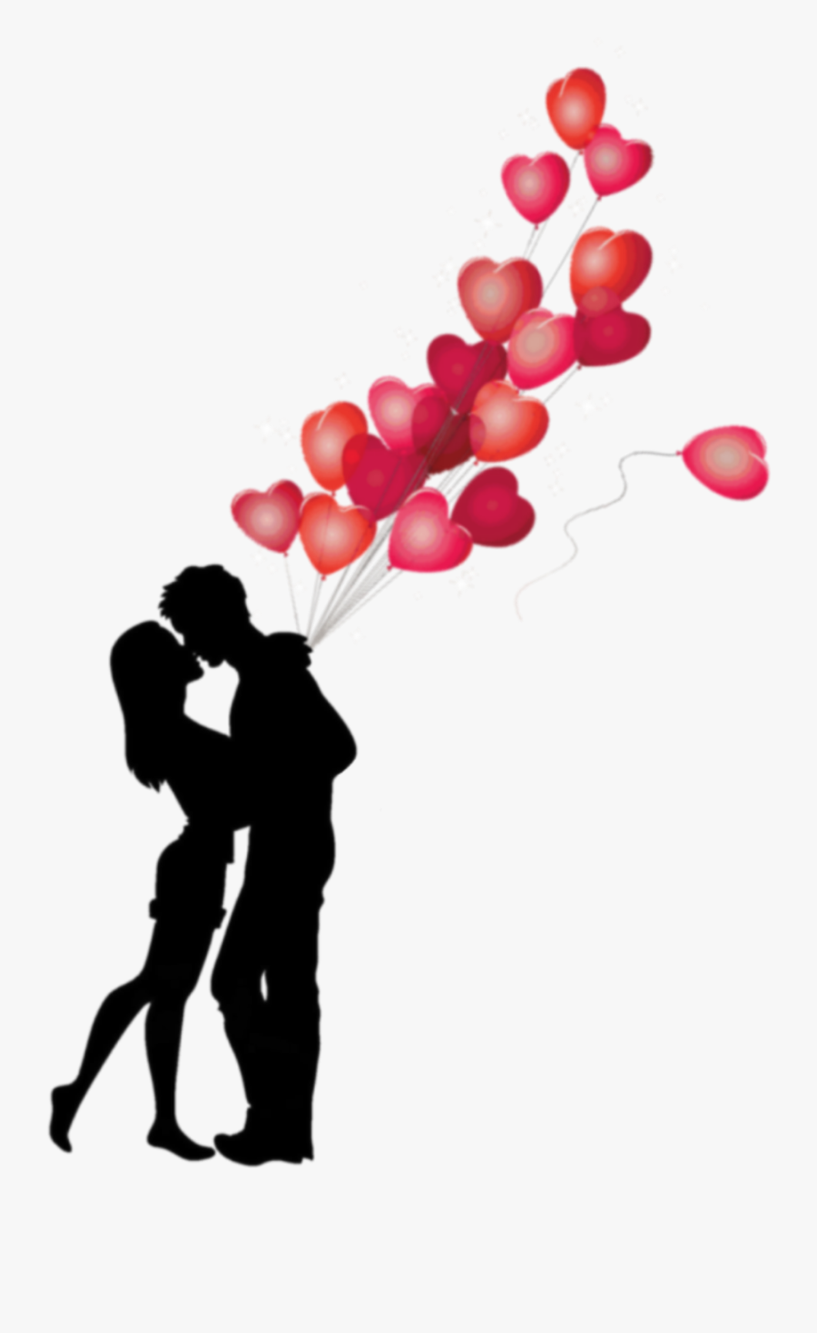 #love #hearts #silhouette - Romantic Love Transparent Png, Transparent Clipart