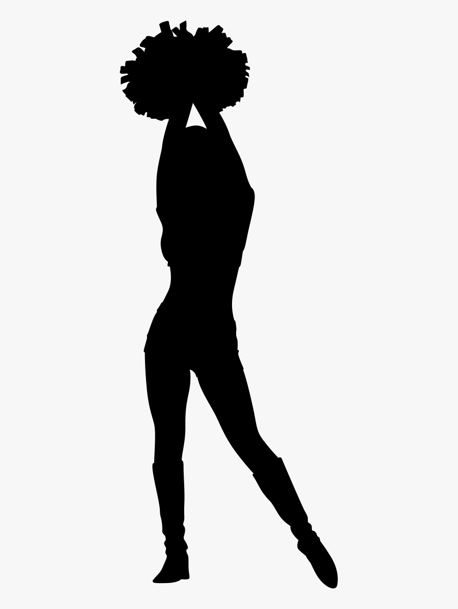 Cheerleading Dance Pom-pom Silhouette - Dancer With Pom Poms Silhouette, Transparent Clipart