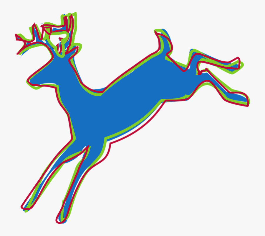 Stylized, Blue, Silhouette, Deer, Jumping, Leaping - Silhouette, Transparent Clipart