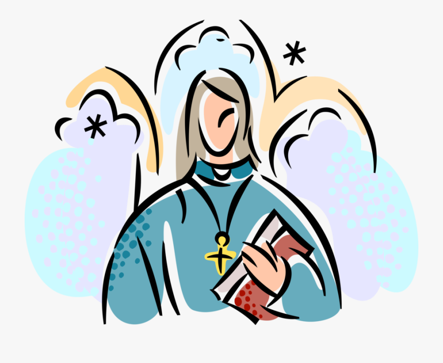 Vector Illustration Of Christian Female Priest Or Minister, Transparent Clipart