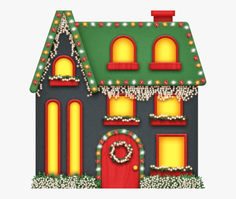 Christmas Lights House Clipart, Transparent Clipart