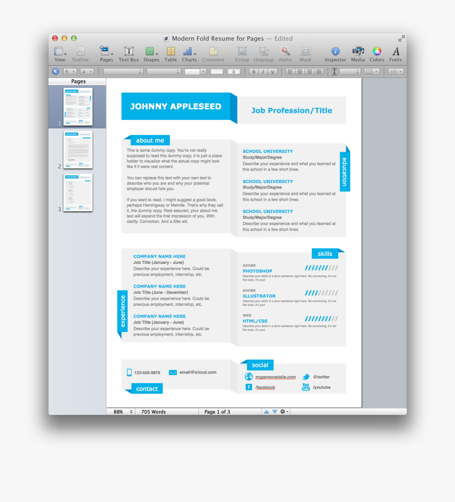 Clip Art Modern Fold Resume - Template, Transparent Clipart