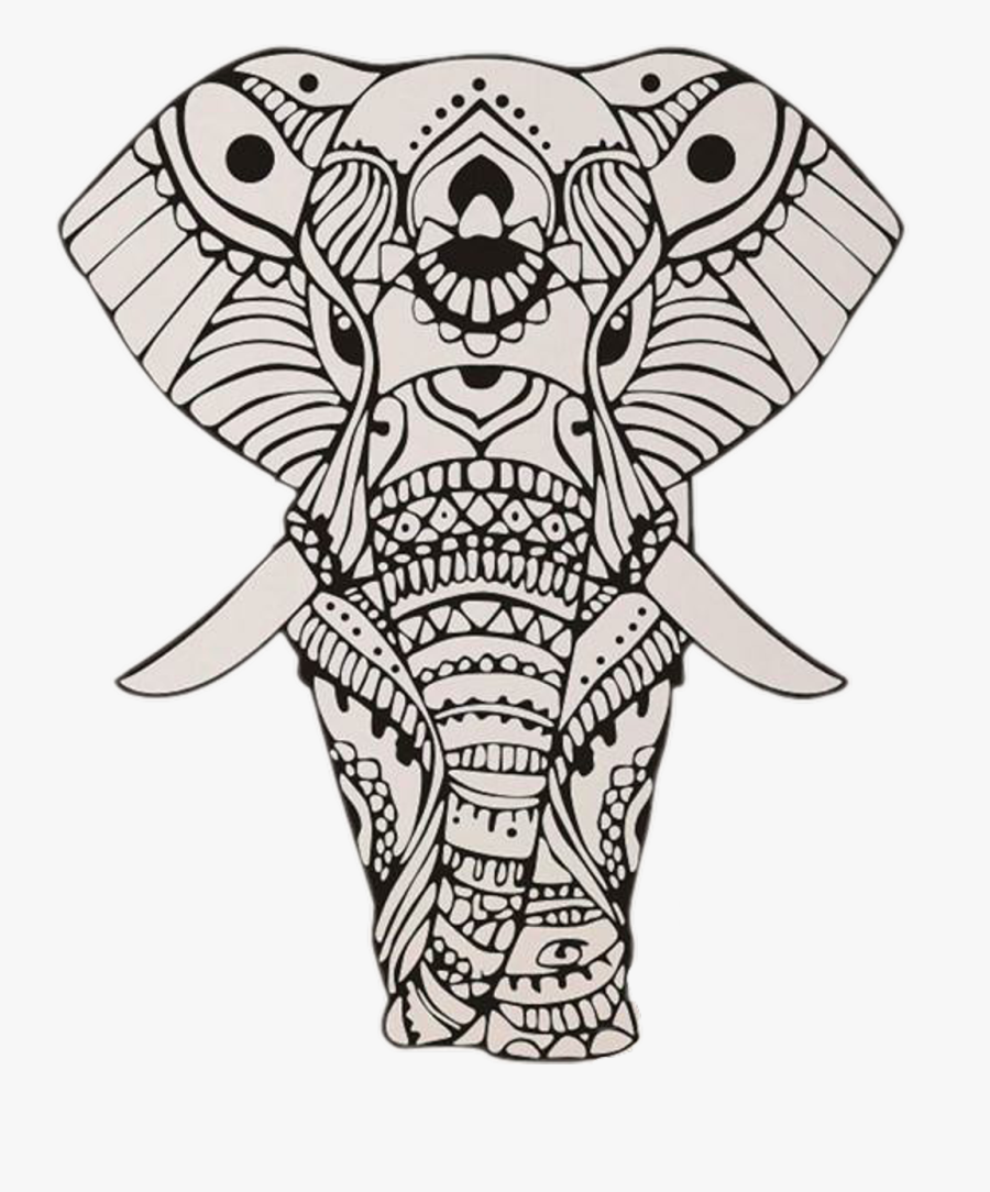 Transparent Mandala Vector Png - Tribal Elephant Coloring Page, Transparent Clipart