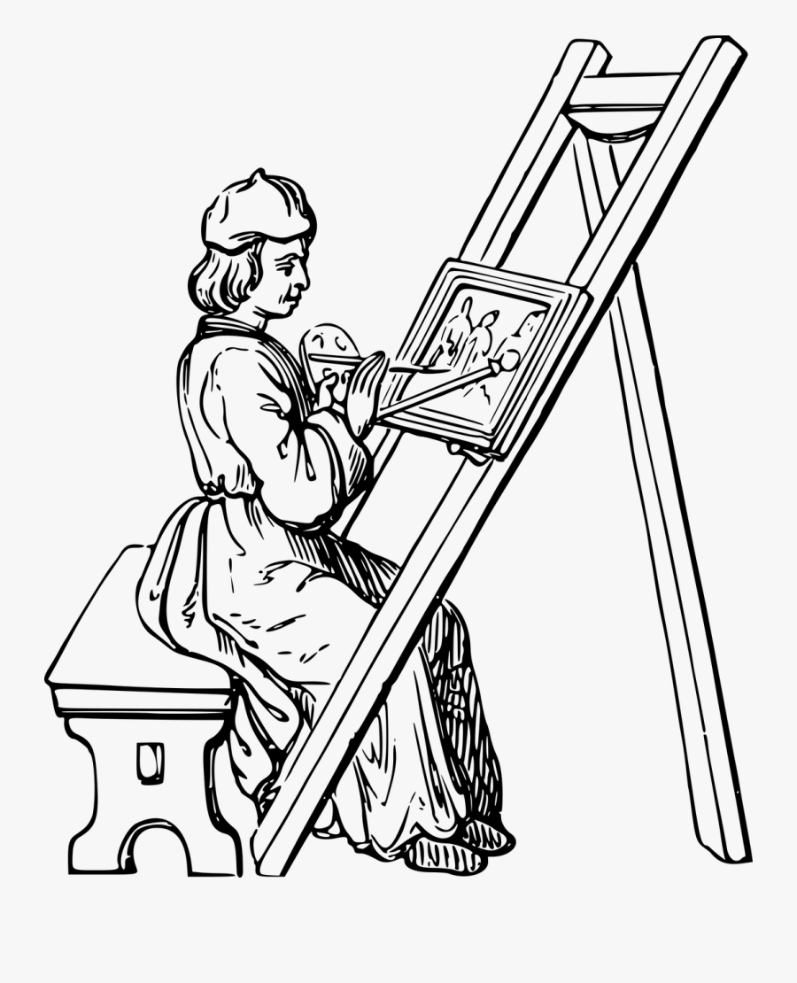 Transparent Painting Clip Art - Drawing Of An Artist Painting, Transparent Clipart