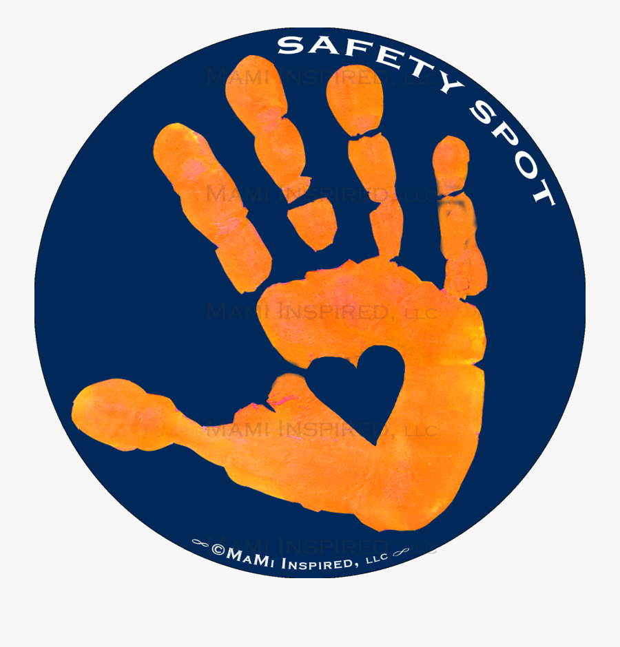 Safety Spot ™ Orange Kids Hand Car Magnet Handprint - Parking Lot, Transparent Clipart