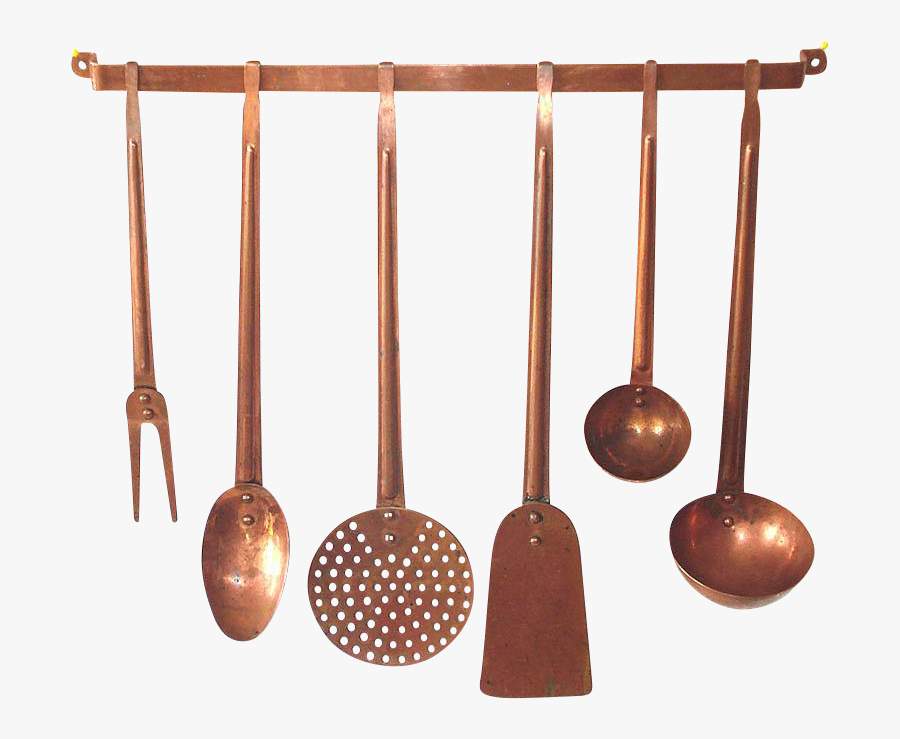 7 Piece Solid Copper Hanging Kitchen Utensils Set Found - Solid Found In Kitchen, Transparent Clipart