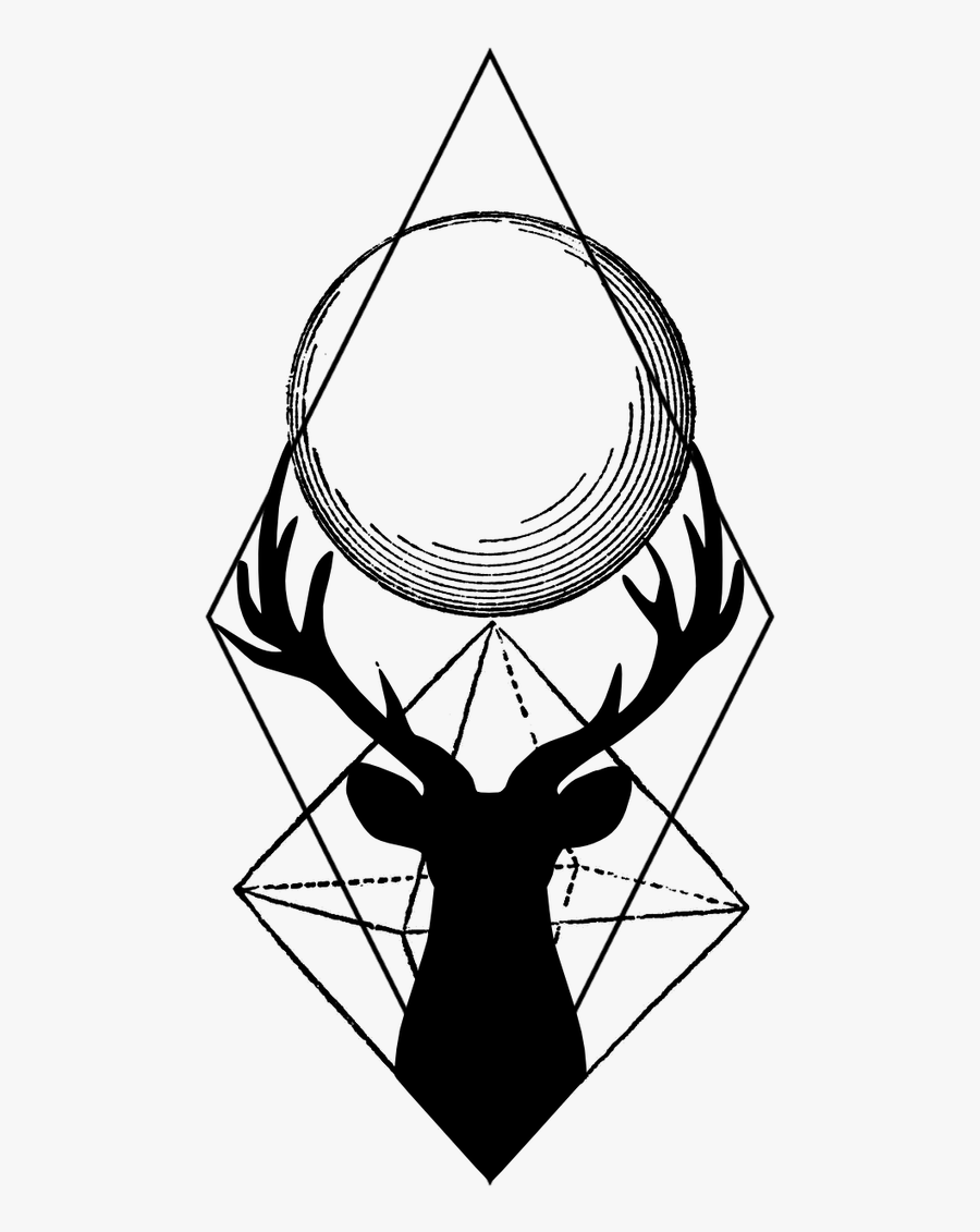 Stag Vector Celtic - Geometric Stag Tattoo Black, Transparent Clipart