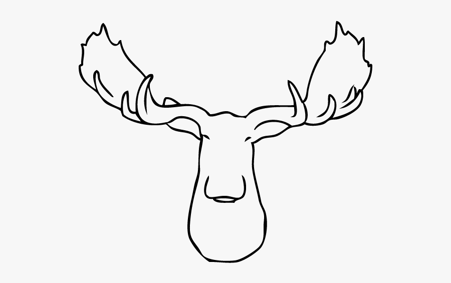White Faux Taxidermy Mooose Head Antler Orientation - Line Art, Transparent Clipart