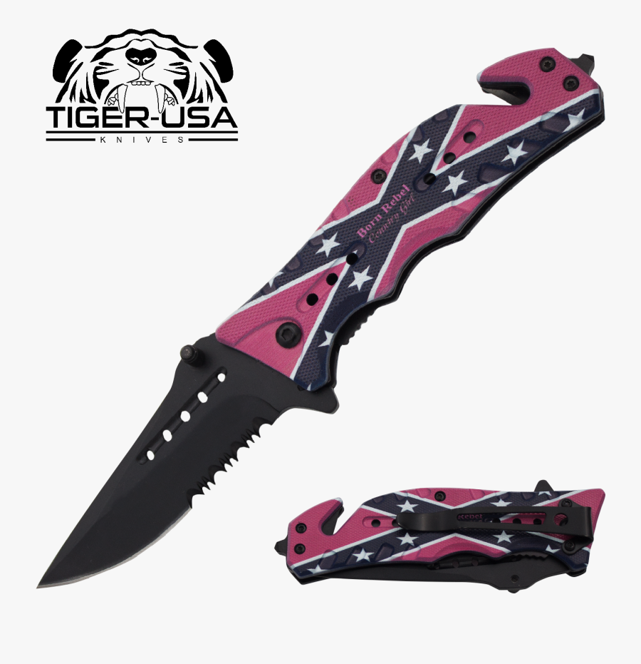 Pink Rebel Flag "born Rebel Country Girl - Dont Tread On Me Knife, Transparent Clipart