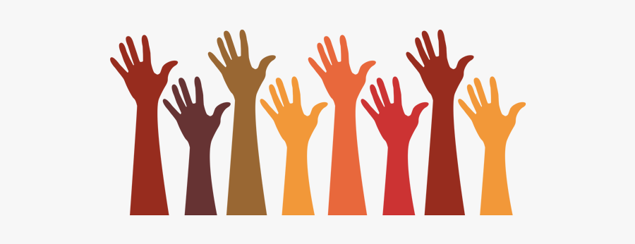 Diversity Hands Of Different Colours Reaching Skyward - Silhouette, Transparent Clipart