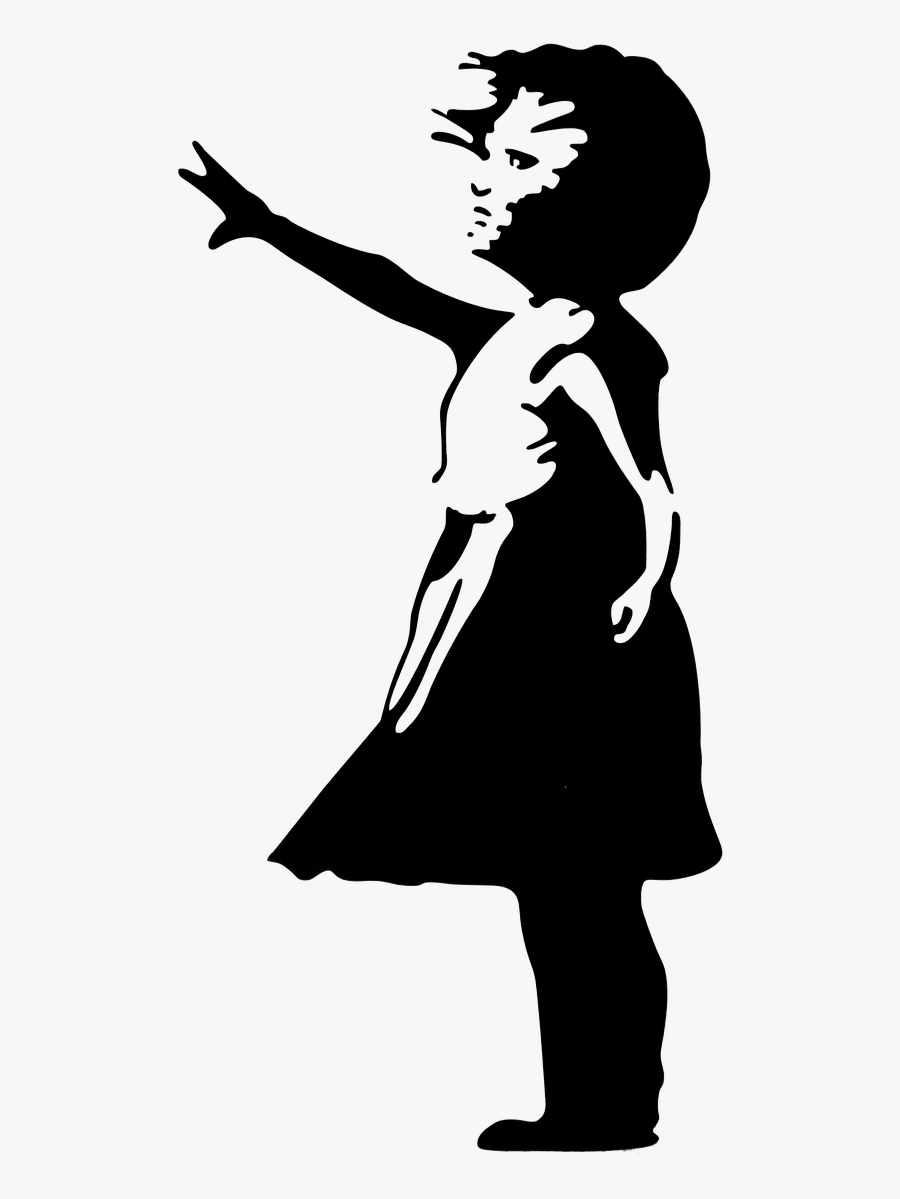 Girl Reaching Stretching Free Picture - Banksy Sticker, Transparent Clipart
