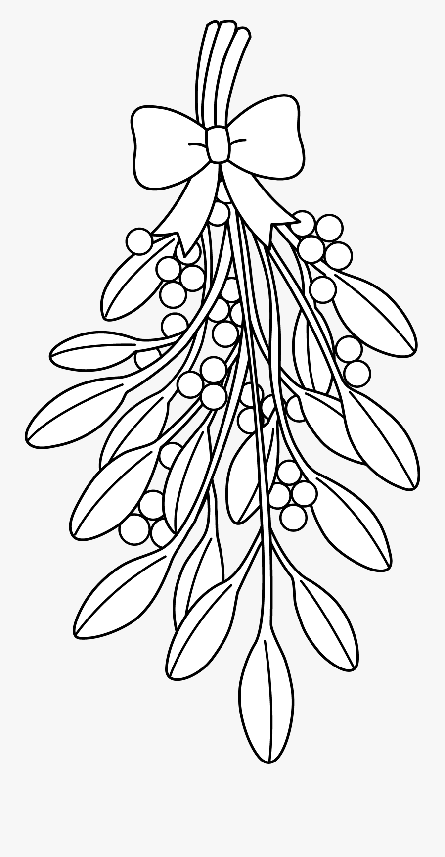 Mistletoe Clipart Sketches - Christmas Mistletoe Coloring Pages, Transparent Clipart