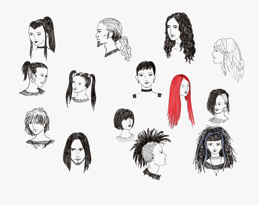 Head Sketches Clip Arts - Goth Hair Drawing, Transparent Clipart