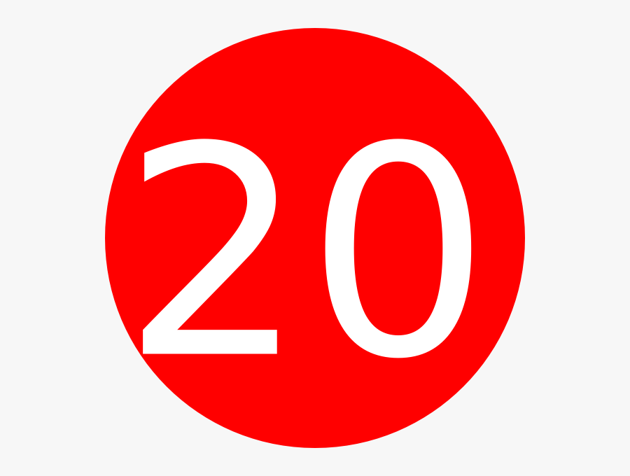 Number Red Background Clip - 20 In Red Circle, Transparent Clipart