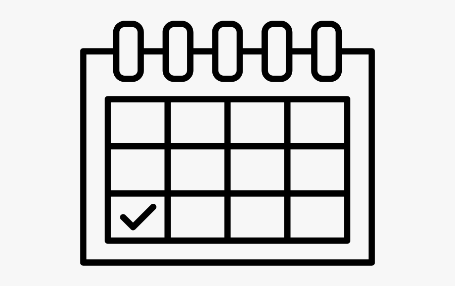 Drawing Of A Calendar With A Date Ticked - Line Art, Transparent Clipart