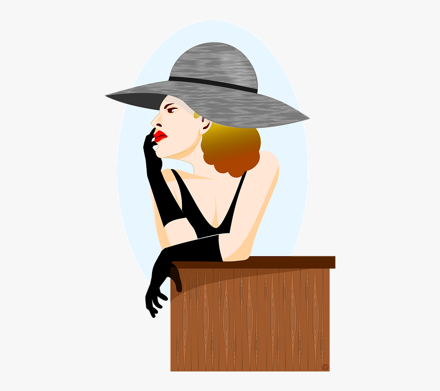 Woman Thinking, Hat, Woman, Attractive, Female, Lady - Mulher Chapeu Vetor Png, Transparent Clipart