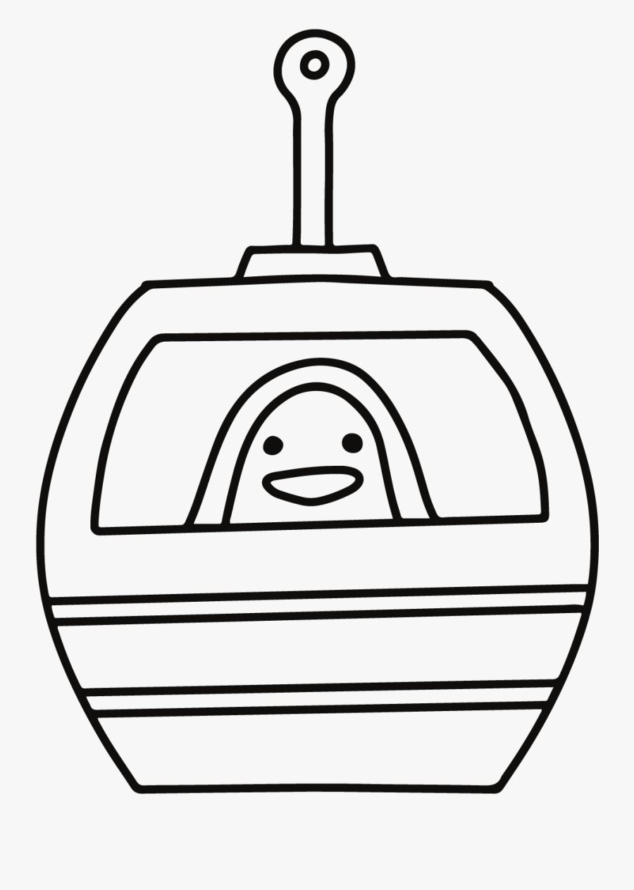 Cable Car Penguin Digi Stamp - Drawing, Transparent Clipart