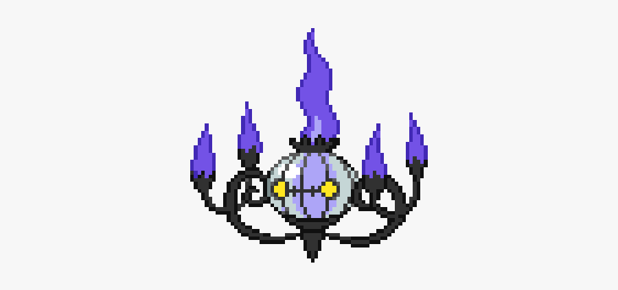 #pokemon #cute #chandelier #pixel #sprite #purple #flame - Pixel Art Pokemon Chandelure, Transparent Clipart