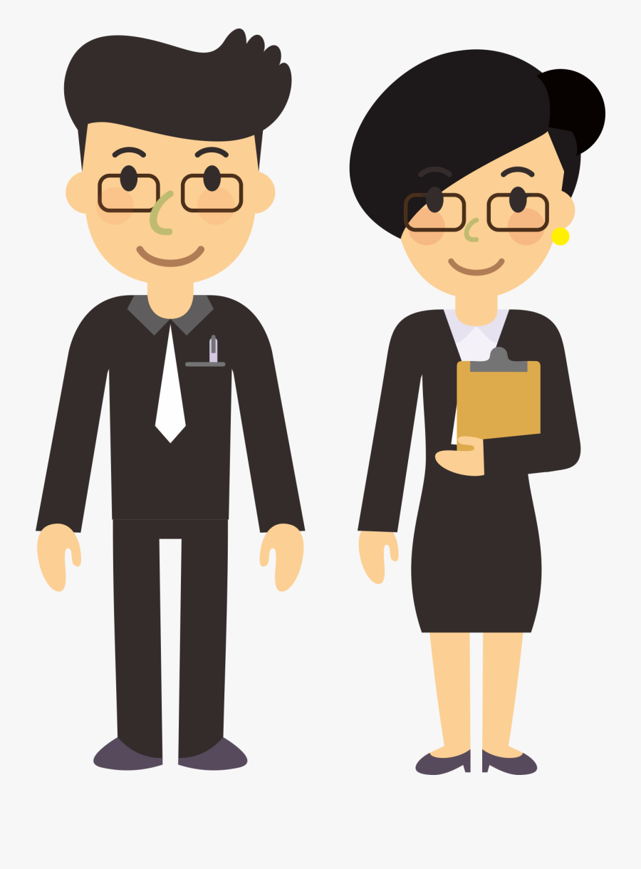 And Standing Style Men Character Animation Flattened - Man And Woman Cartoon Characters, Transparent Clipart