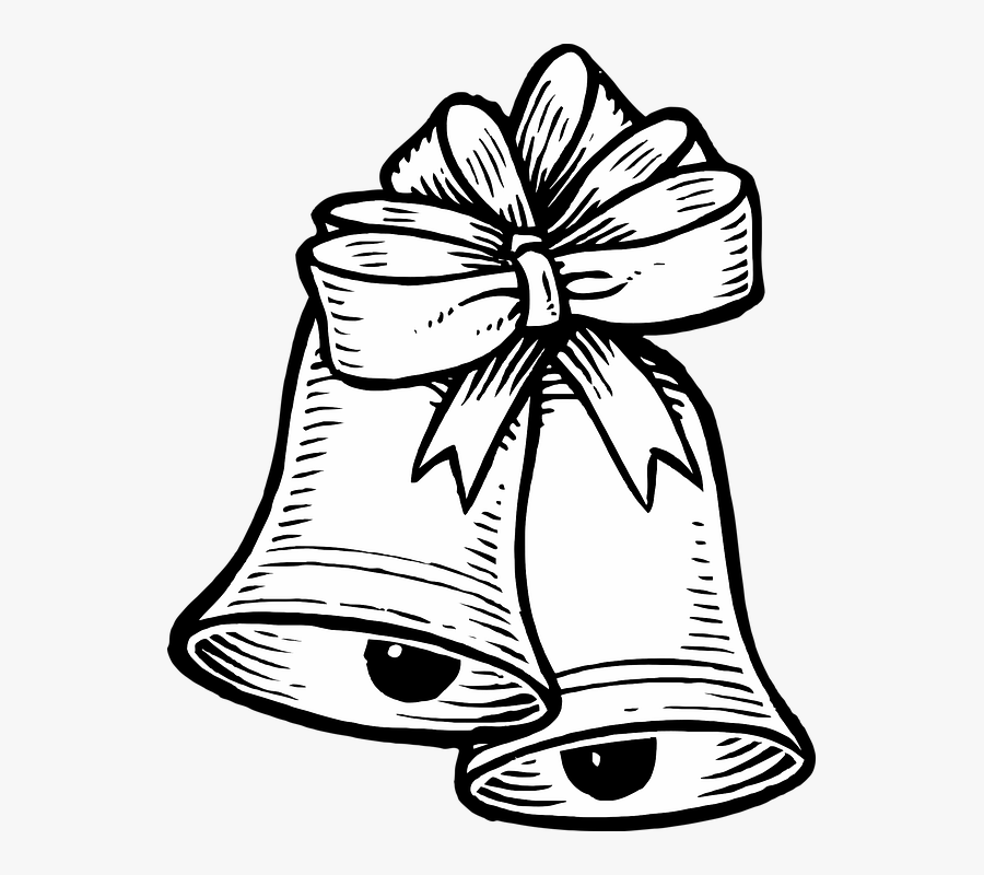 Bells, Christmas, Illustrated, Black, Decoration, Holly - Christmas Bells Coloring Pages, Transparent Clipart