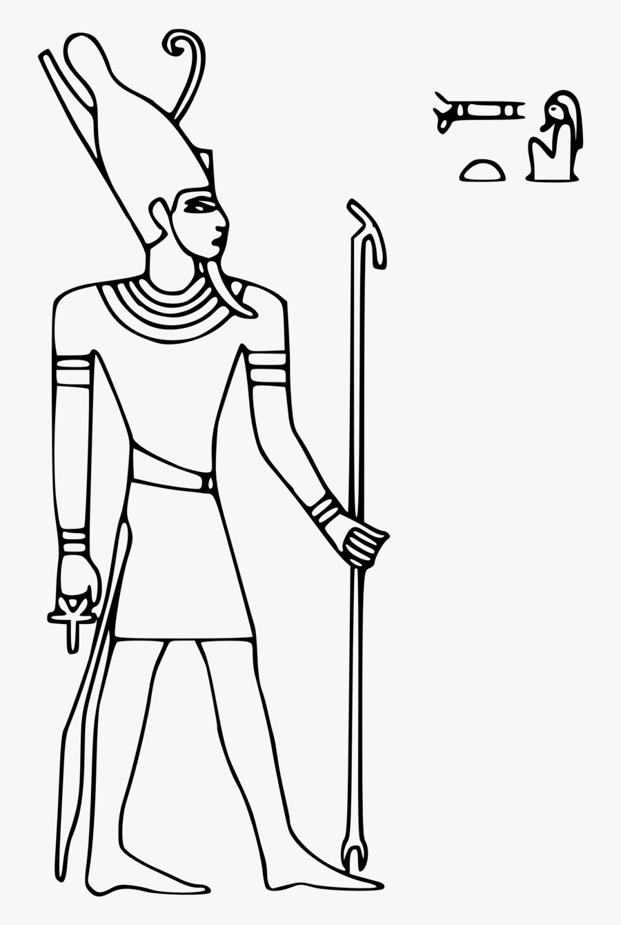 Atmun Black White Line Art 555px - Amun Egyptian God Drawings, Transparent Clipart