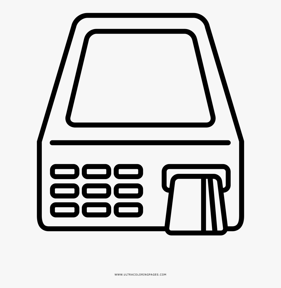 Atm Coloring Page - Imagenes De Cajeros Para Dibujar, Transparent Clipart