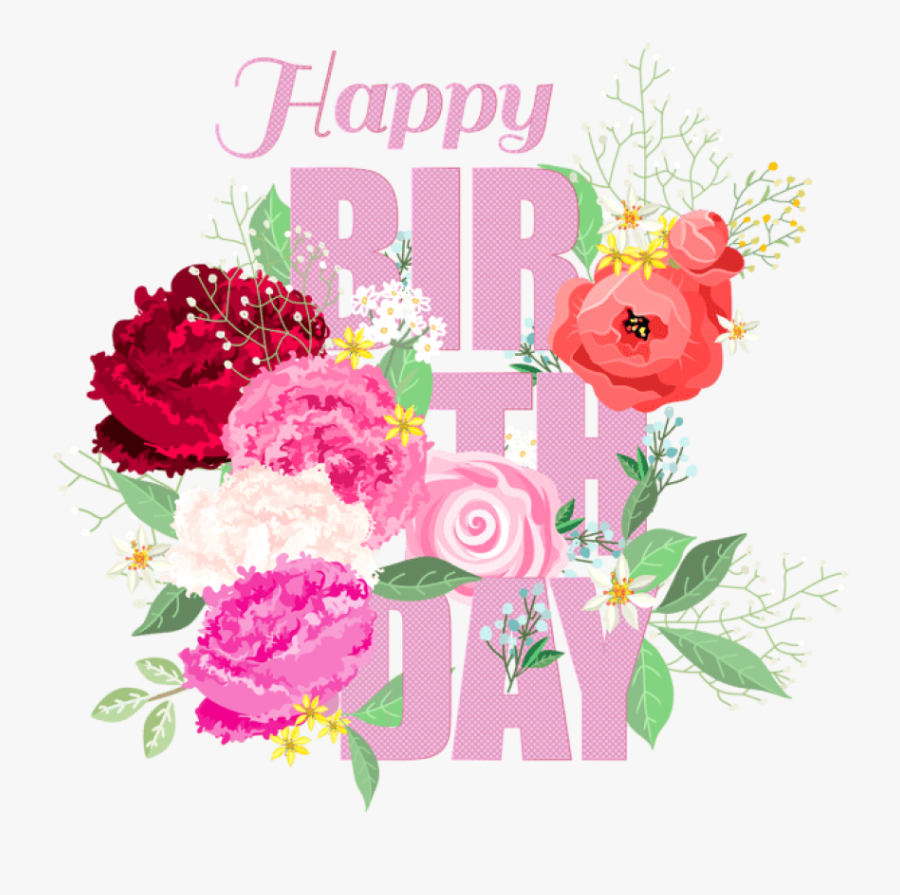 Free Png Happy Birthday With Flowers Png Png Images - Happy Birthday Flowers Png, Transparent Clipart
