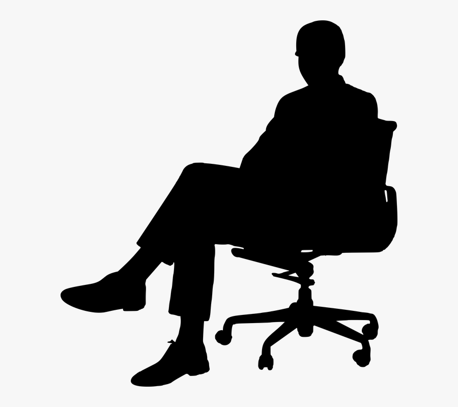 Office & Desk Chairs Clip Art - Silhouette Man Sitting Png, Transparent Clipart
