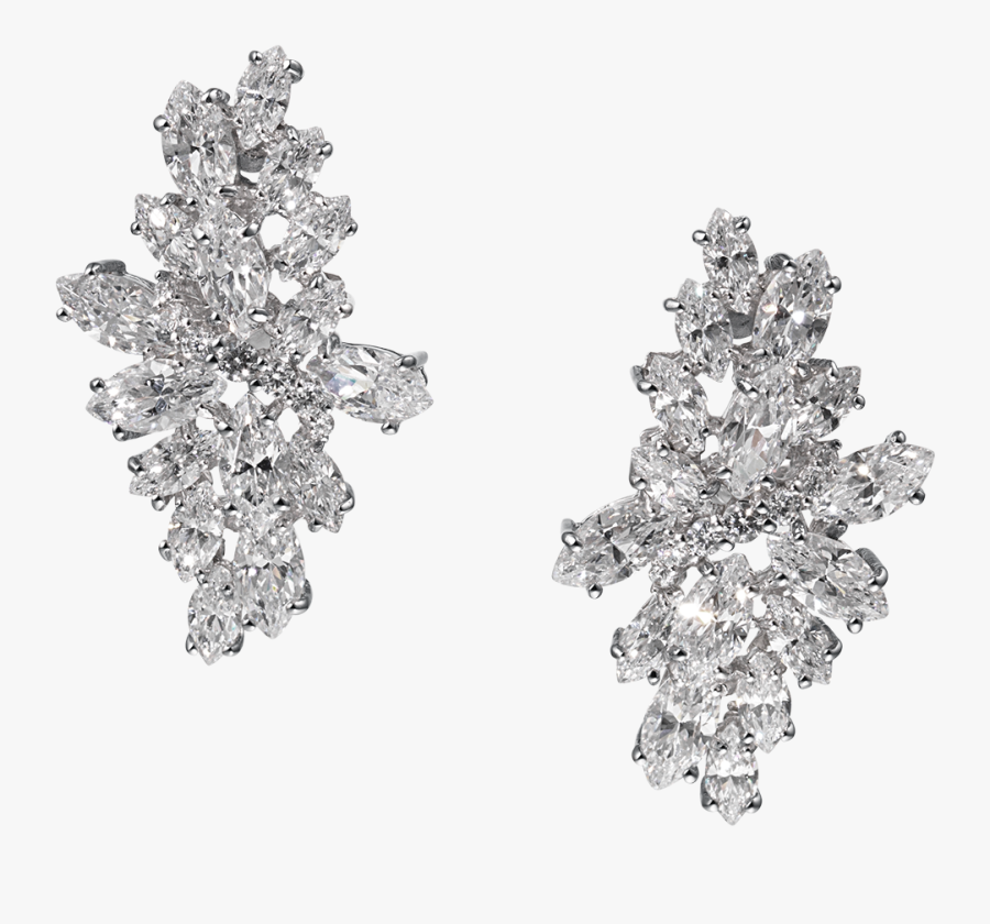 Dorinda Clip Earring - Silver Cluster Diamond Earrings, Transparent Clipart