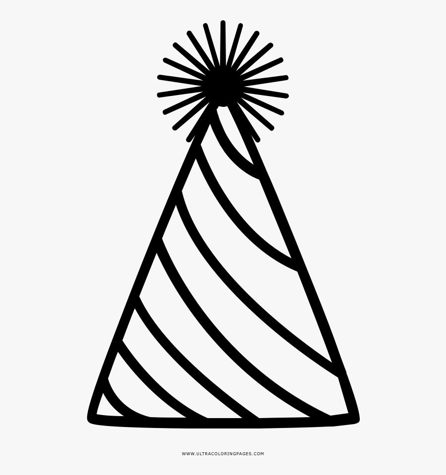 Birthday Hat Coloring Page - Birthday Hat Clip Art Black And White, Transparent Clipart