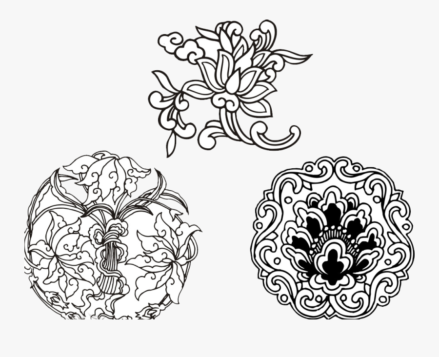 Lotus Clipart Round Flower - 青花瓷 图案, Transparent Clipart