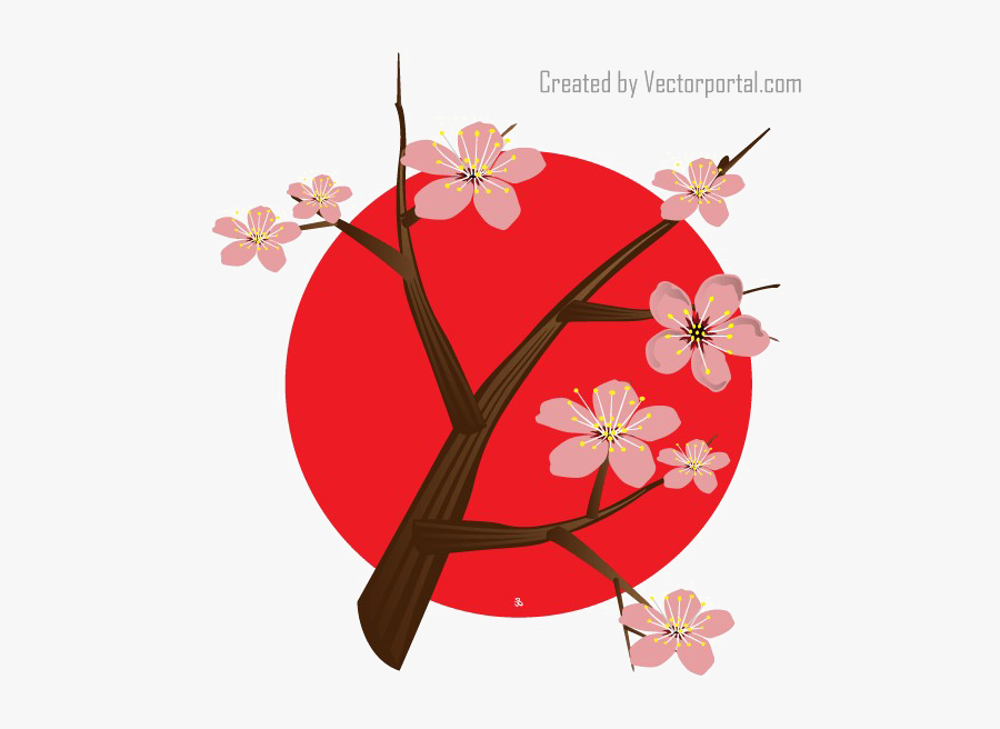 Japanese Designs Png File - Japan Cherry Blossom Logo, Transparent Clipart