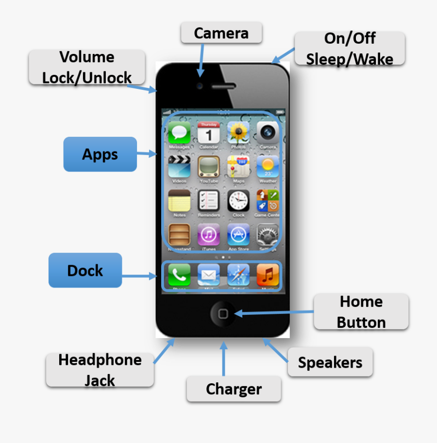 Iphone Clipart Texting - Diagram Of A Iphone, Transparent Clipart