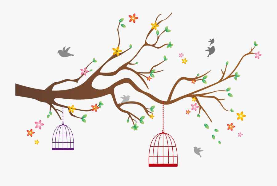 Tree Branch Vector Png - Bird Cage Vector Png, Transparent Clipart