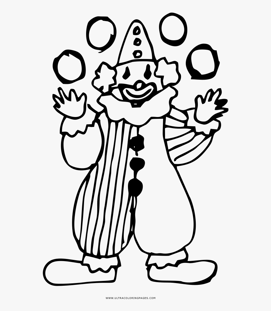 Clown Coloring Page, Transparent Clipart