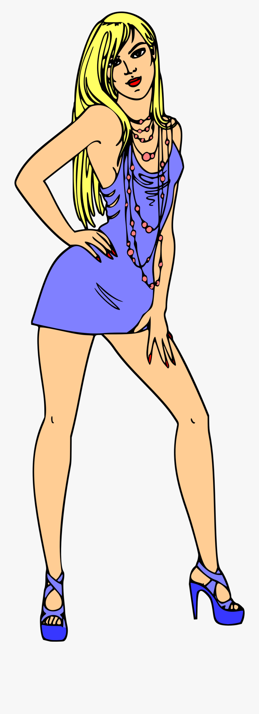 Woman In Short Blue Dress Clip Arts, Transparent Clipart