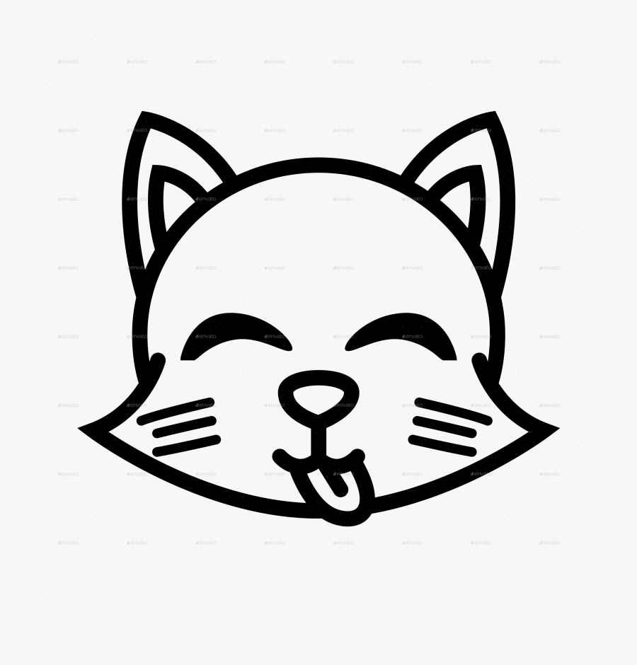 Transparent Funny Cat Clipart - Cat Emoji Black And White, Transparent Clipart