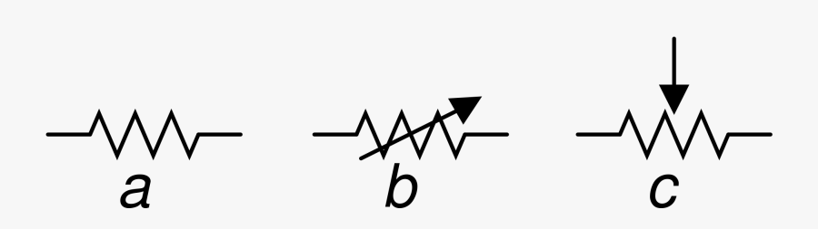 Resistor, Rheostat , And Potentiometer - Potentiometer And Rheostat Symbol, Transparent Clipart