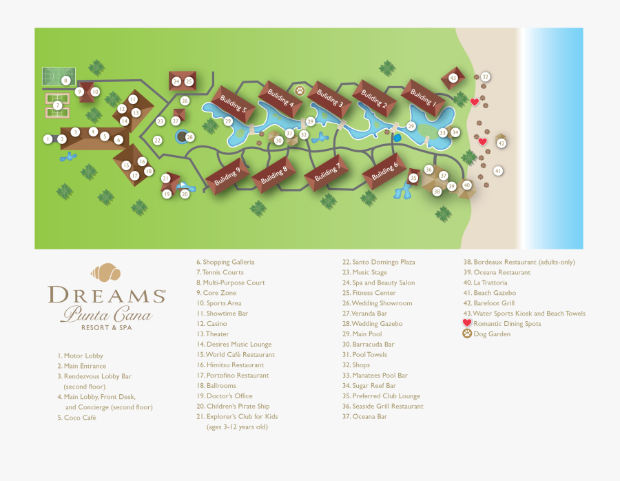 Dreams Resort Punta Cana Resort Map, Transparent Clipart