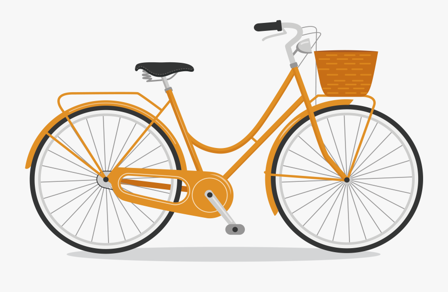 City Bicycle Step Through Frame Kickstand Orange - Raleigh Bike With Basket, Transparent Clipart