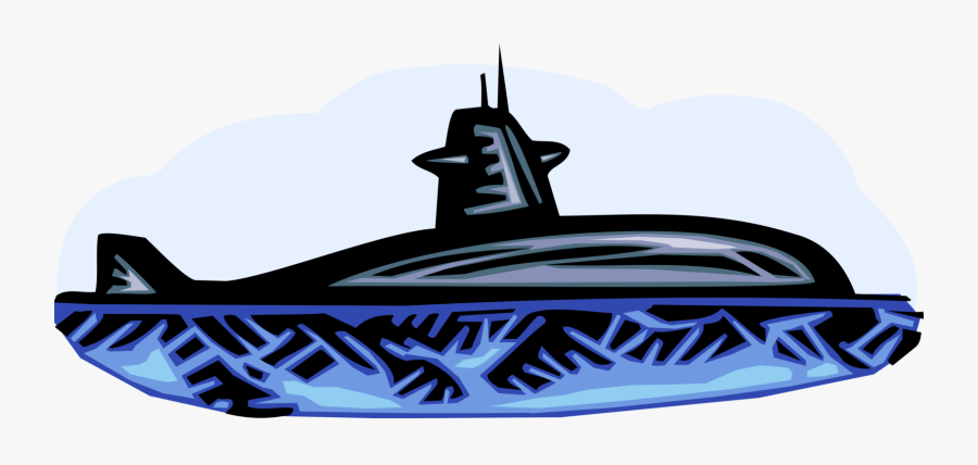 Vector Illustration Of Navy Submersible Submarine Armed, Transparent Clipart