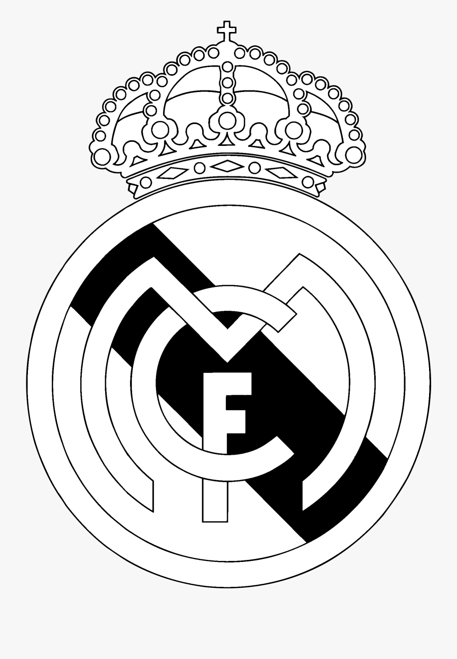 Line And White,coloring Book,graphics - Real Madrid Logo White Png, Transparent Clipart