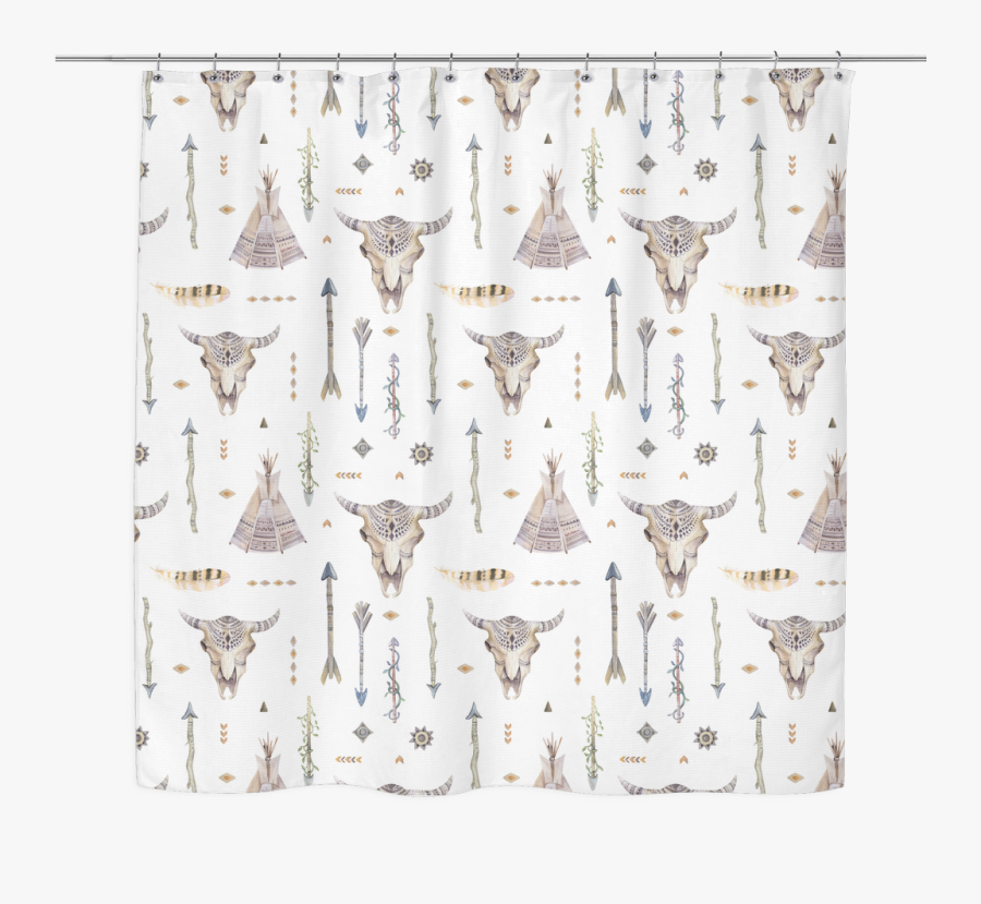 Native Arrows & Skulls Shower Curtain - Linen, Transparent Clipart