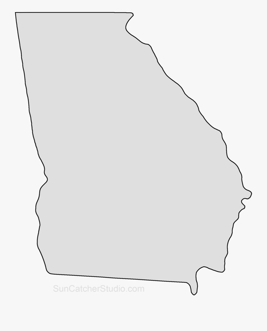 Georgia Map Outline Png Shape State Stencil Clip Art - Black State Of Georgia Outline, Transparent Clipart