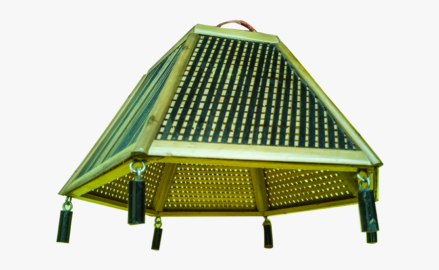 Hexagonal Bamboo Hanging Lamp In Brown And Yellow - Shade, Transparent Clipart