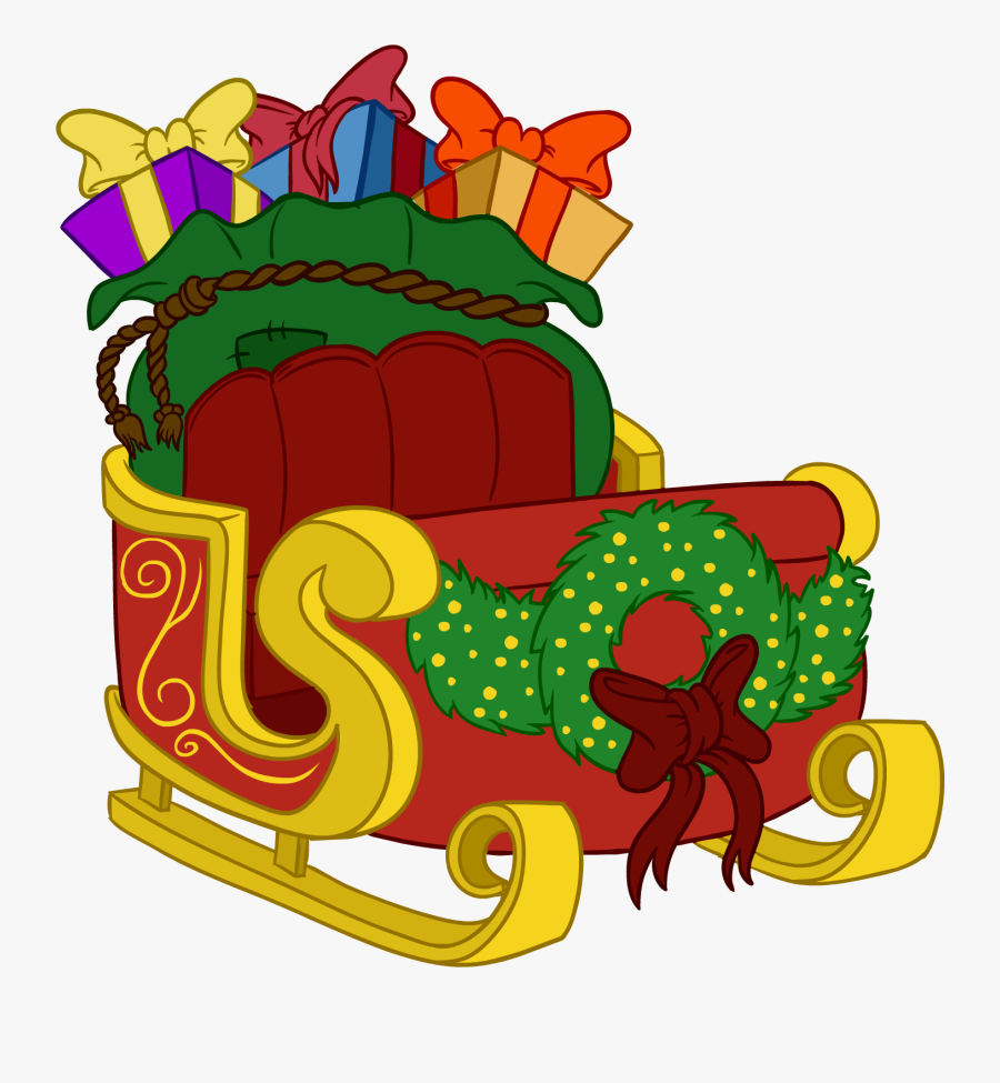 Santa In His Sleigh Clipart At Getdrawings - Front Of Sleigh Cartoon, Transparent Clipart