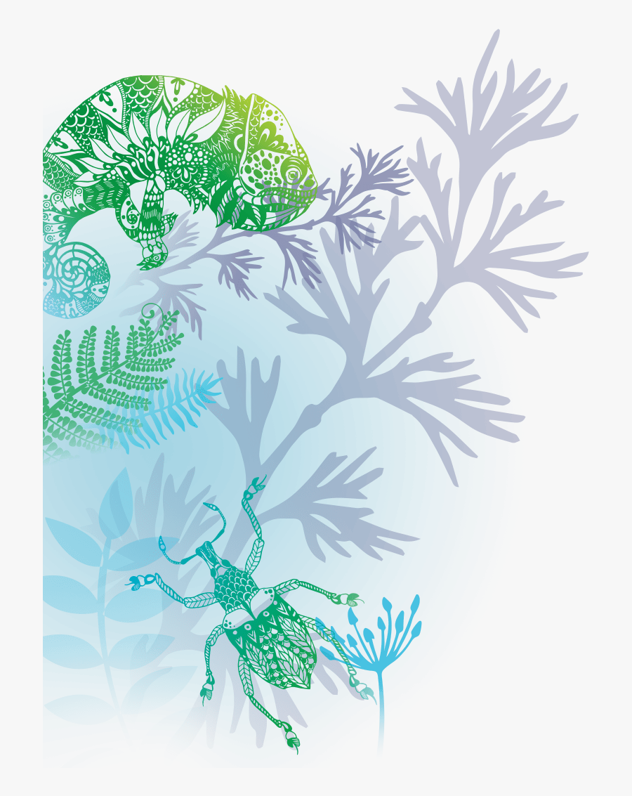 Blue And Green Gradient Image Of A Chameleon And A - Illustration, Transparent Clipart