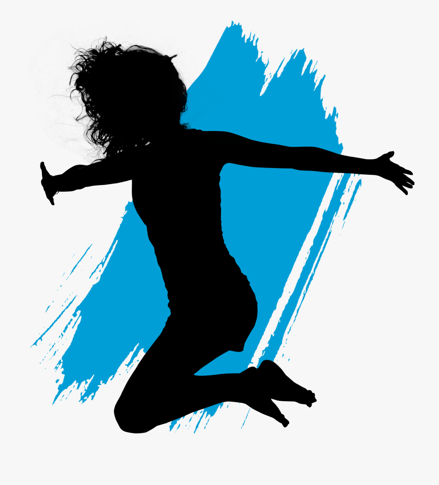 Silhouette Of Black Girl Leaping, Transparent Clipart