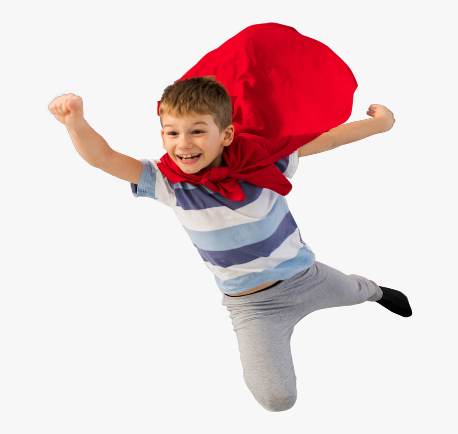 A Boy Wearing A Cape And Flying - Flying Kid Png, Transparent Clipart